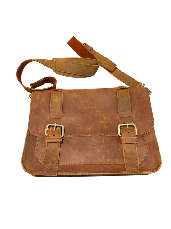 Other - NWOT! Oiled Leather Distressed Compact Messenger Bag
